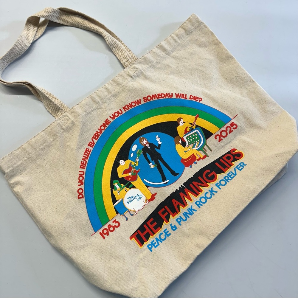 The Flaming Lips 👄 2025 Tour Canvas Tote Bag - Beige